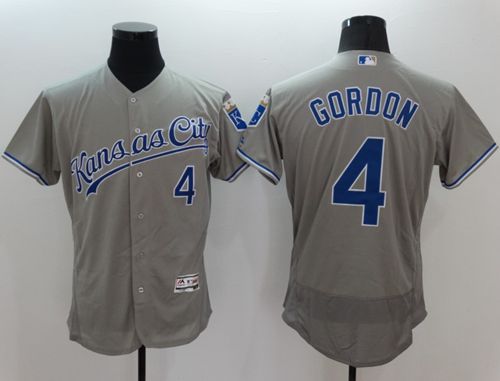 Royals #4 Alex Gordon Grey Flexbase Authentic Collection Stitched MLB Jersey